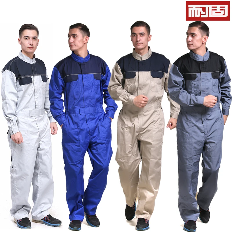 

Resistant Spring and Summer One-Piece Work Clothes Suit Men's Workshop Jumpsuit Dust-Proof Construction Site Auto Repair One-Piece Labor Protection Clothing Customization