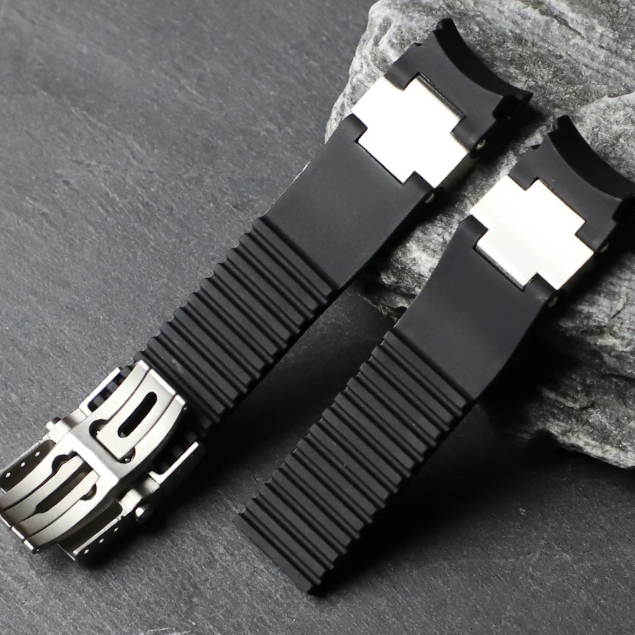 22mm Curved End Waterproof Silicone Rubber Replacement Watch Band For Ulysse Nardin Watch Straps 263 DIVER and MARINE Bracelets