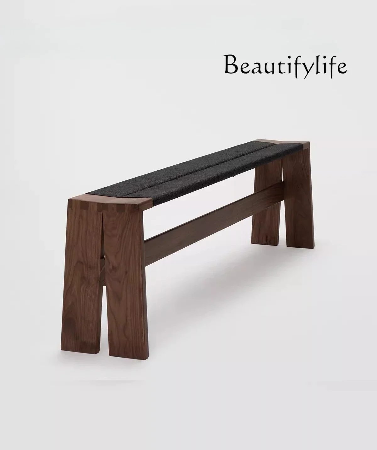 R Long Vine Bench North American Black Walnut All Solid Wood Bench Simple Dining Table Chair Stool Household Long Stool