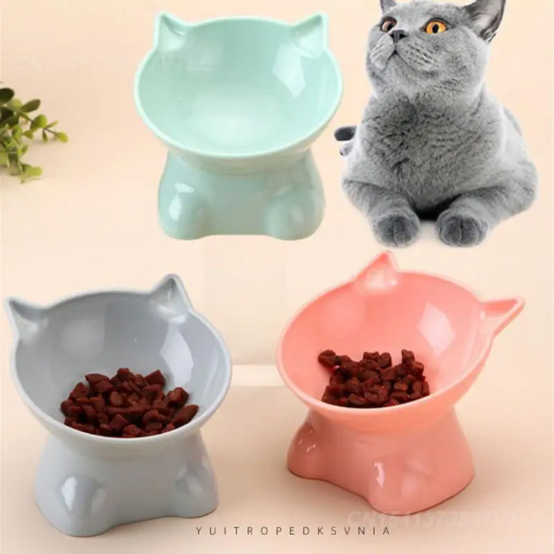 Anti-tip Pet Bowl Cute High Quality Oblique Cat Bowl Cat Bowl Pet Feeder High Capacity Easy To Clean Large Capacity Cat Bowl