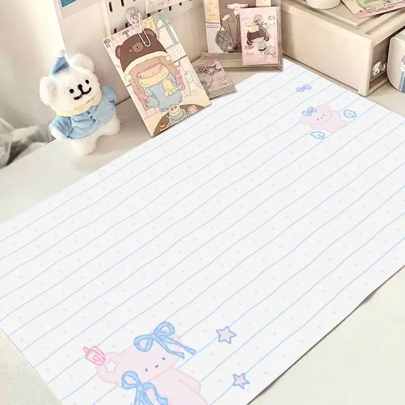 Leather PU Desk Pad Protector Lovely Ins Stripe Tomato Bunny Y2K Mouse Pad Office Desk Mat Waterproof Non-Slip Desk Blotter Pad