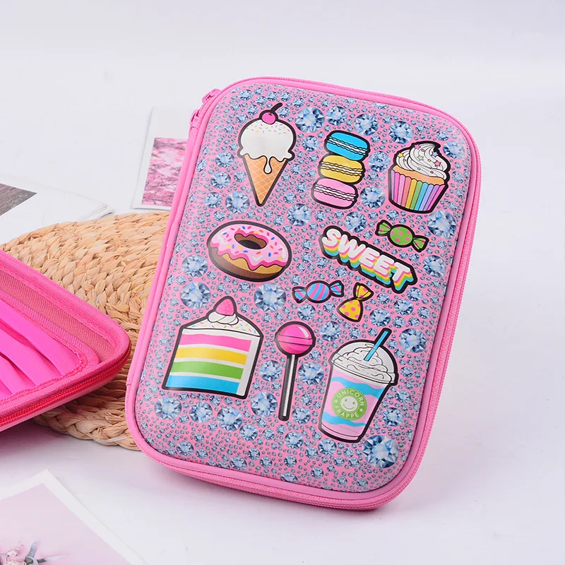 Bolsa de Eva 3D para lápices, estuche de gran capacidad con dibujos animados bonitos, EVA 3D Kawaii estuche rígido, caja de papelería para