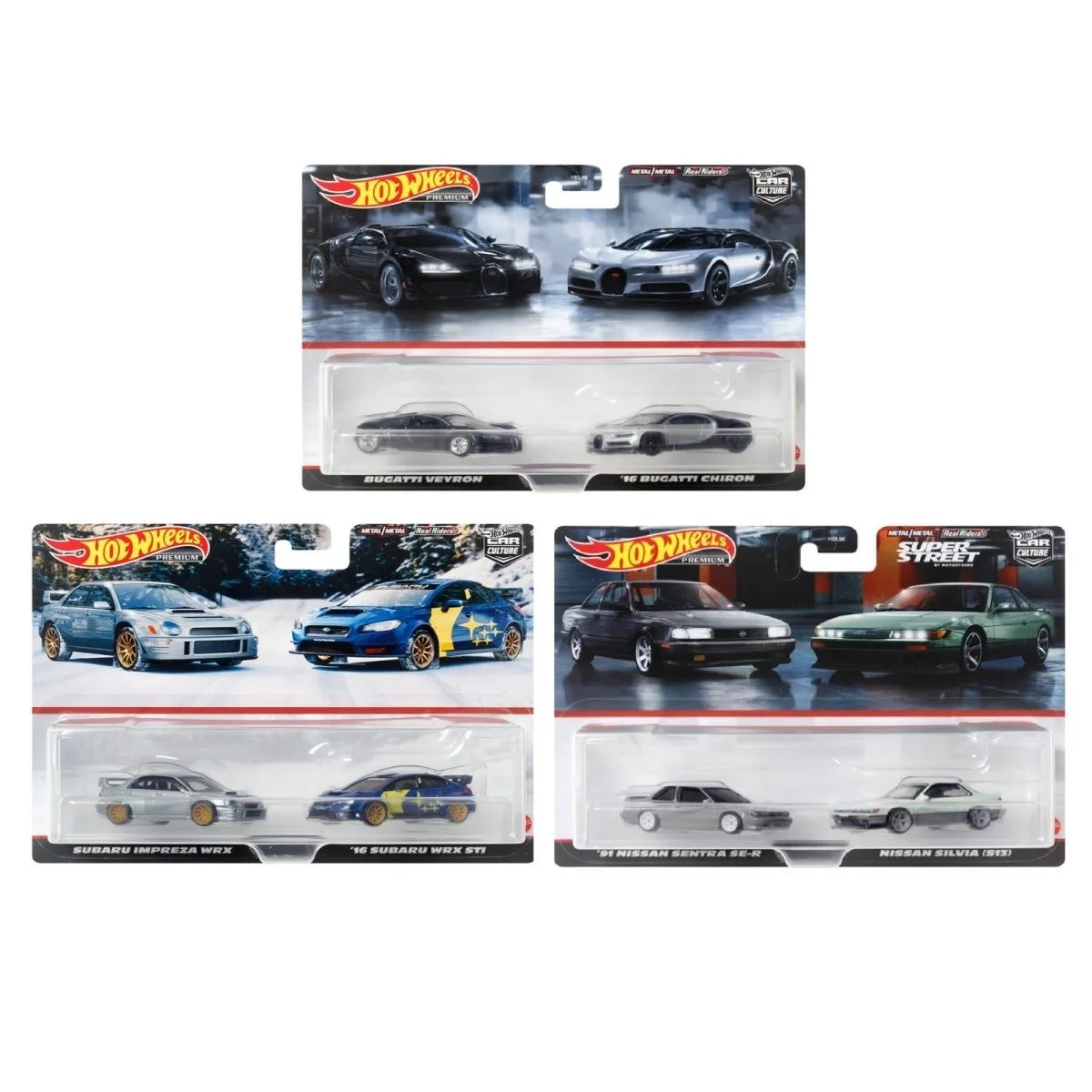 Hot Wheels Cars 91 Nissan Sentra SE-R & Nissan Silvia (S13) Subaru 1/64 Metal Die-cast Model Collection Toy Vehicles HBL96