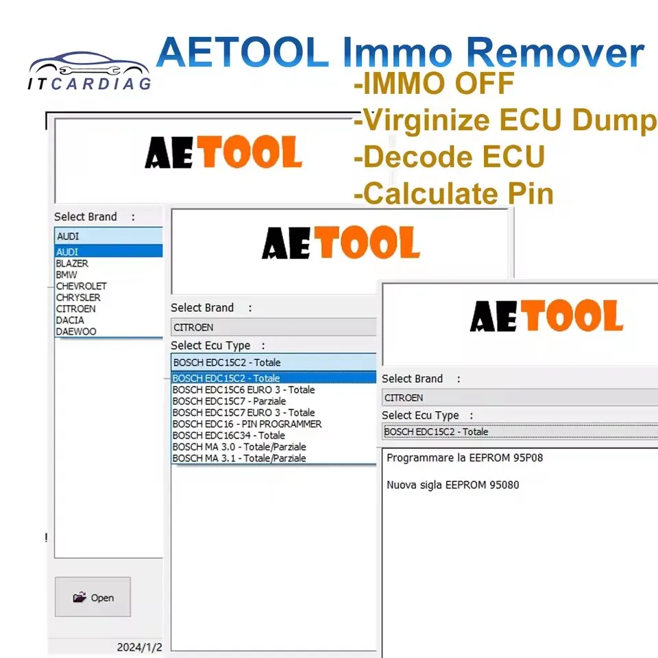 

AETOOL IMMO REMOVER V1.3 software AETOOL Immo Eeprom Off Software Virginize ECU Dump Decode ECU Calculate PIN Virgin/IMMO Remove