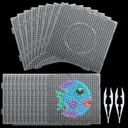 5mm Fuse Beads Pegboards Large Plastic Bead Pegboard Fuse Beads Boards with Beads Square Peg Boards Kit for Kids DIY Craft Beads