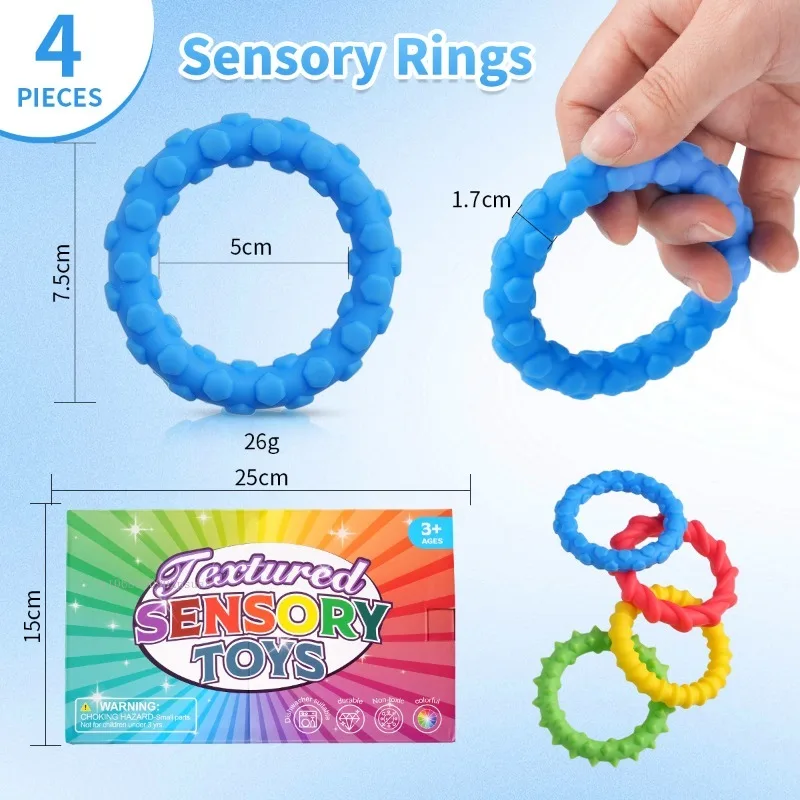 4PCS Bracelet Sensory Fidget Toys for Kids Adults Soft Sensory Decompression Toy Touch Desensitization Training Bracelets New