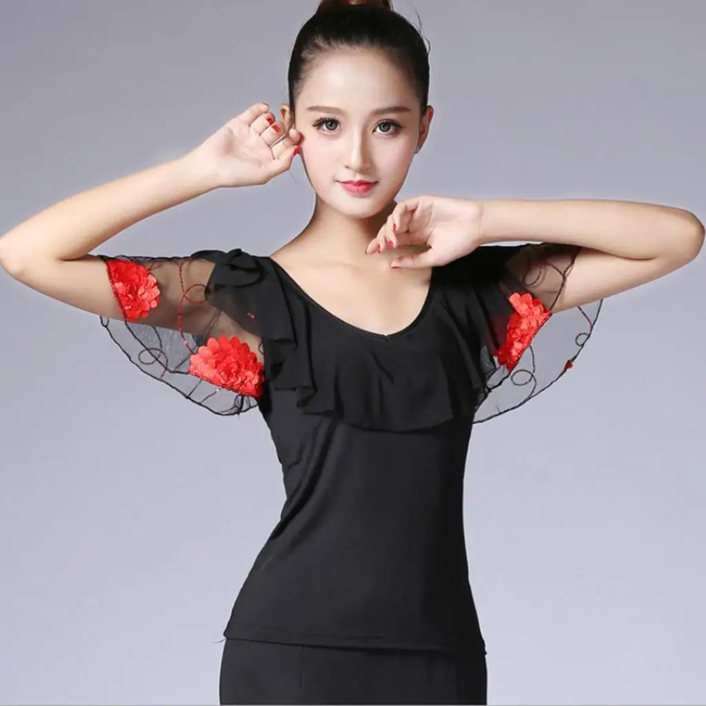 Flamenco Dance Tops Elegant Slim Fit Ballroom Dance Clothes for Competition and Standard Lessons
