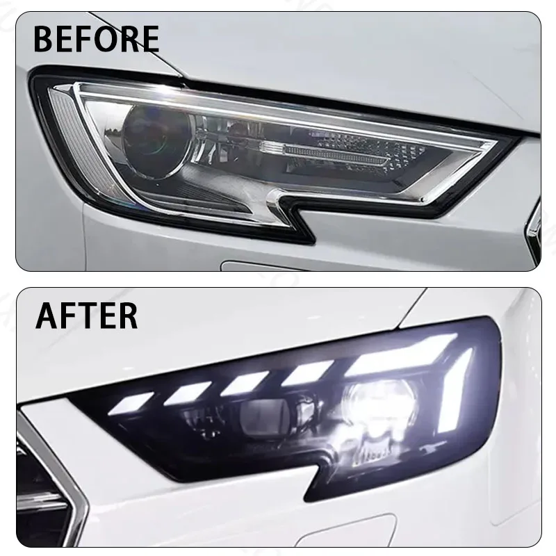 عالية الجودة لأودي A3 17-20 التحديثية LED مجموعة مصابيح أمامية لمسة من الأضواء النهارية الزرقاء عدسة مزدوجة عالية الحزم