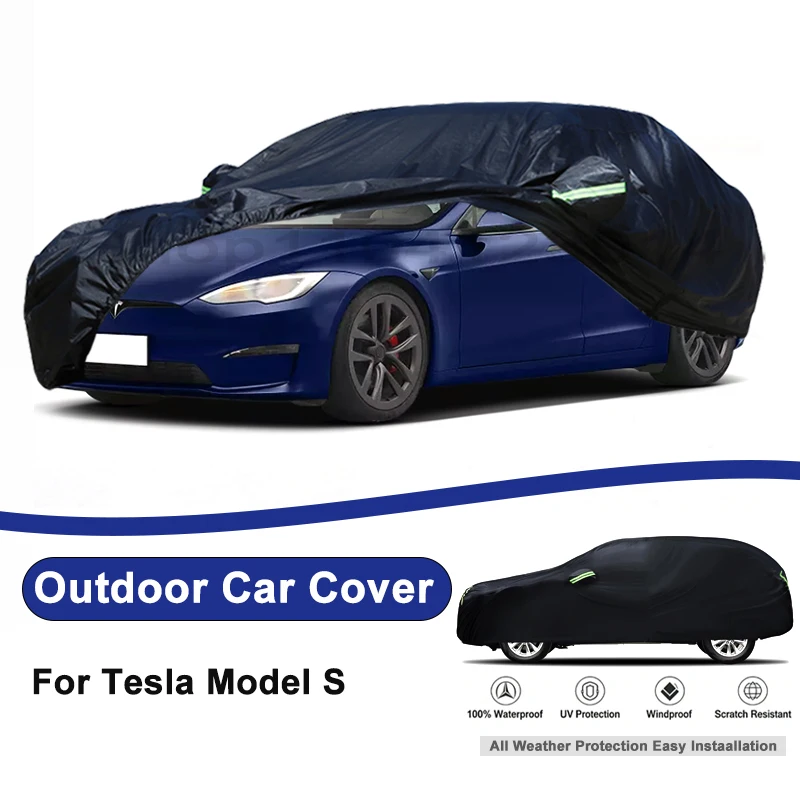 For Tesla Model S Full Car Outdoor Cover Waterproof Dustproof UV Resistant Sunshade Vehicle Exterior Protector