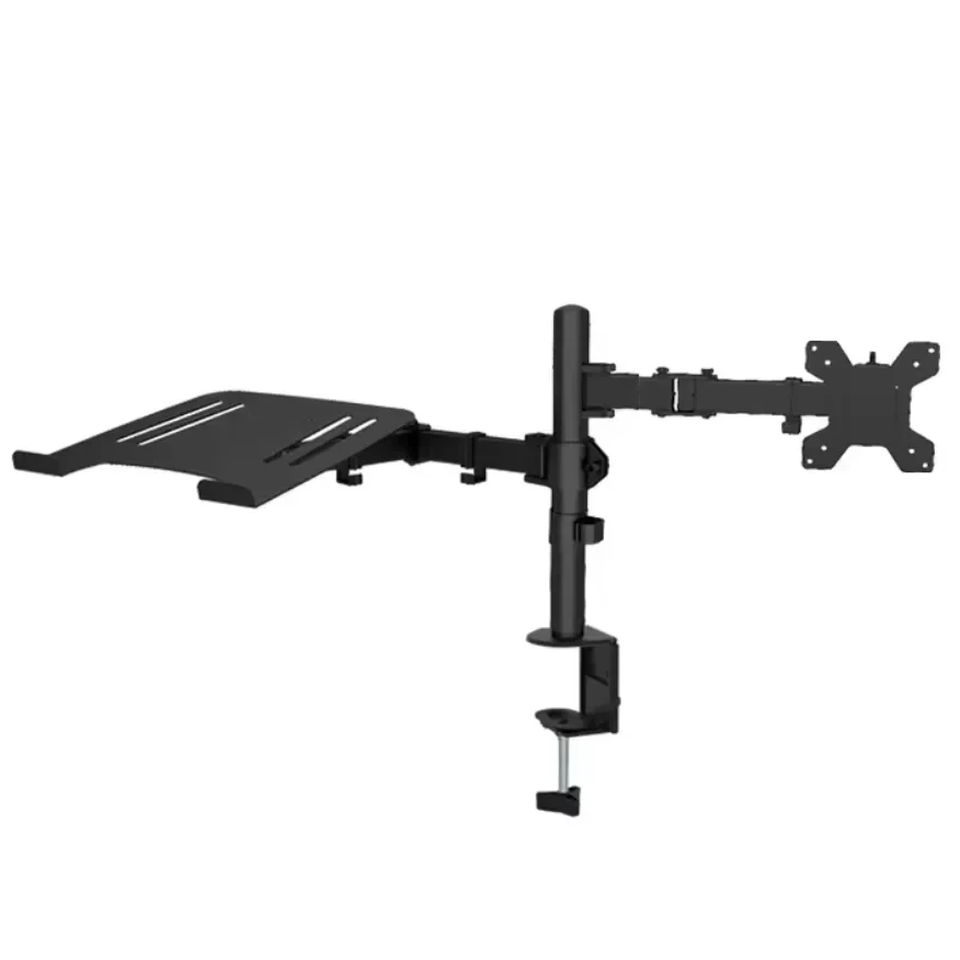 Factory Dual Monitor Arm Stand Adjustable Mount Laptop Stand Keyboard Tray Double 13-32inch Desktop LCD Computer Gas Spring