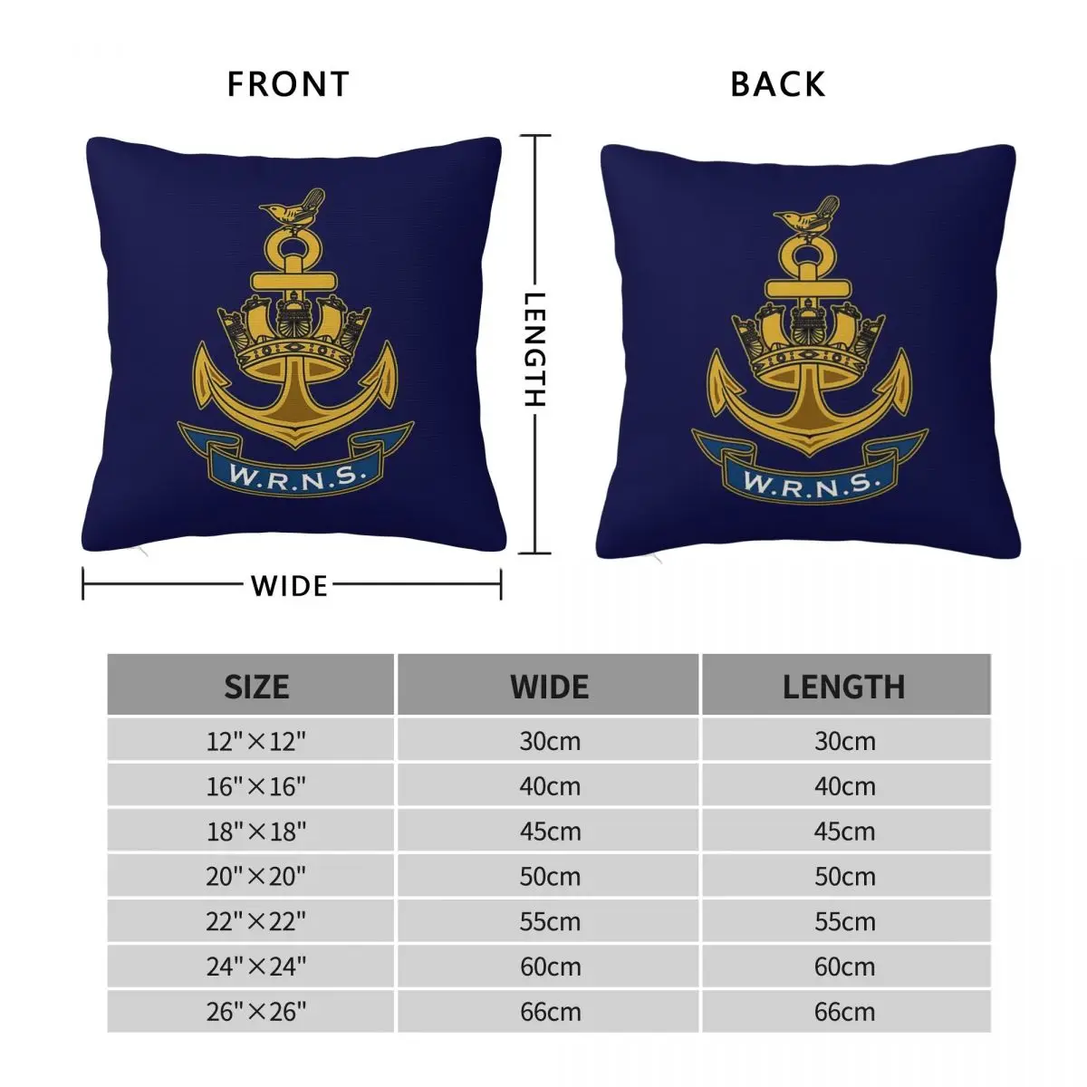 Women's Royal Naval Service Square Pillowcase Polyester Linen Velvet Pattern Zip Decorative Throw Pillow Case Car Cushion Cover