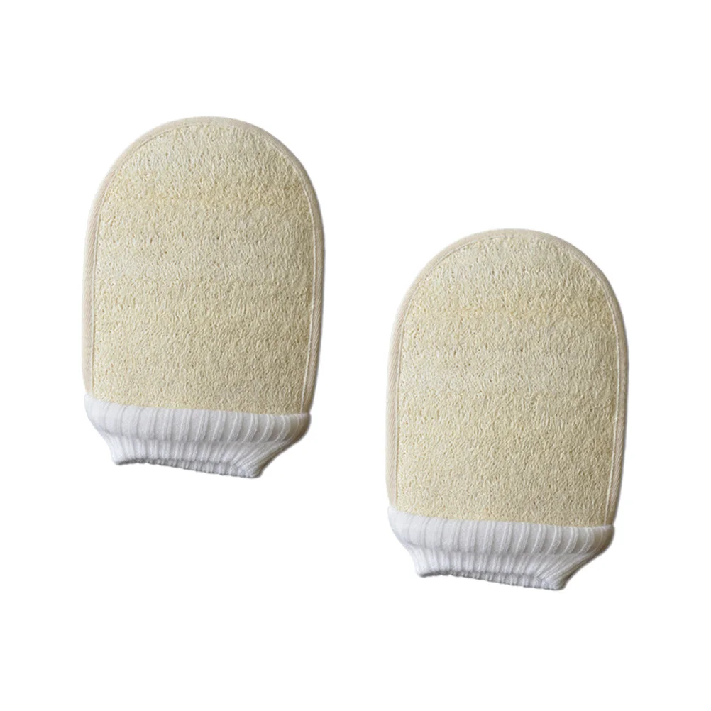 

2Pcs Bathing Gloves Loofah Exfoliating Fingerless Massage Gloves Elastic Strap Sponge Scrubber Body Cleanser Sponge Scrubber