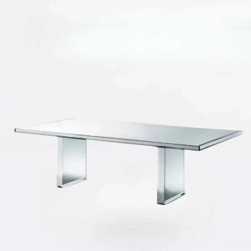 Italian light luxury glass dining table, modern minimalist high-end home living room high-end dining table rectangular