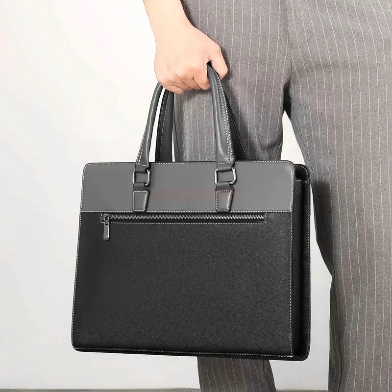 1pcs Briefcase file bag, men's handbag, commuting document bag, zip file bag, business civil servant unit conference bag