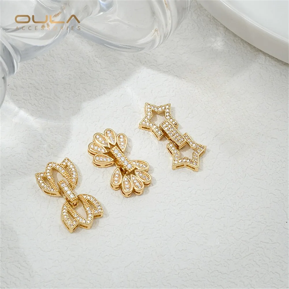 

1pcs 14K Gold-plated Single Double Row Pearl Buckle Gourd Heart Bow Diy Necklace Bracelet Connection Buckle Accessory