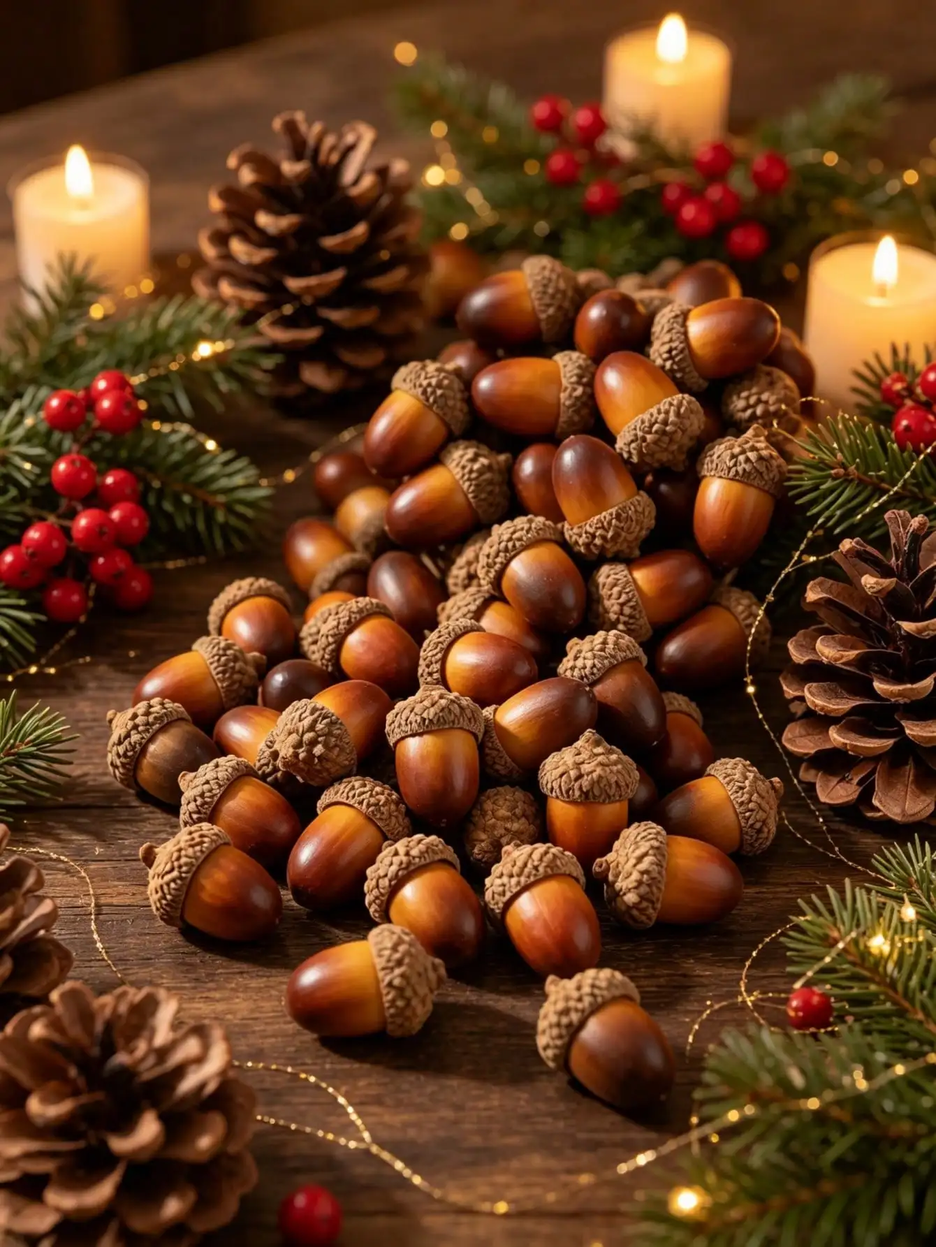 10/30/50Pcs Realistic Artificial Acorns with Natural Caps, Fake Fruit for DIY Home Vase Filler, Fall Halloween Christmas Decor