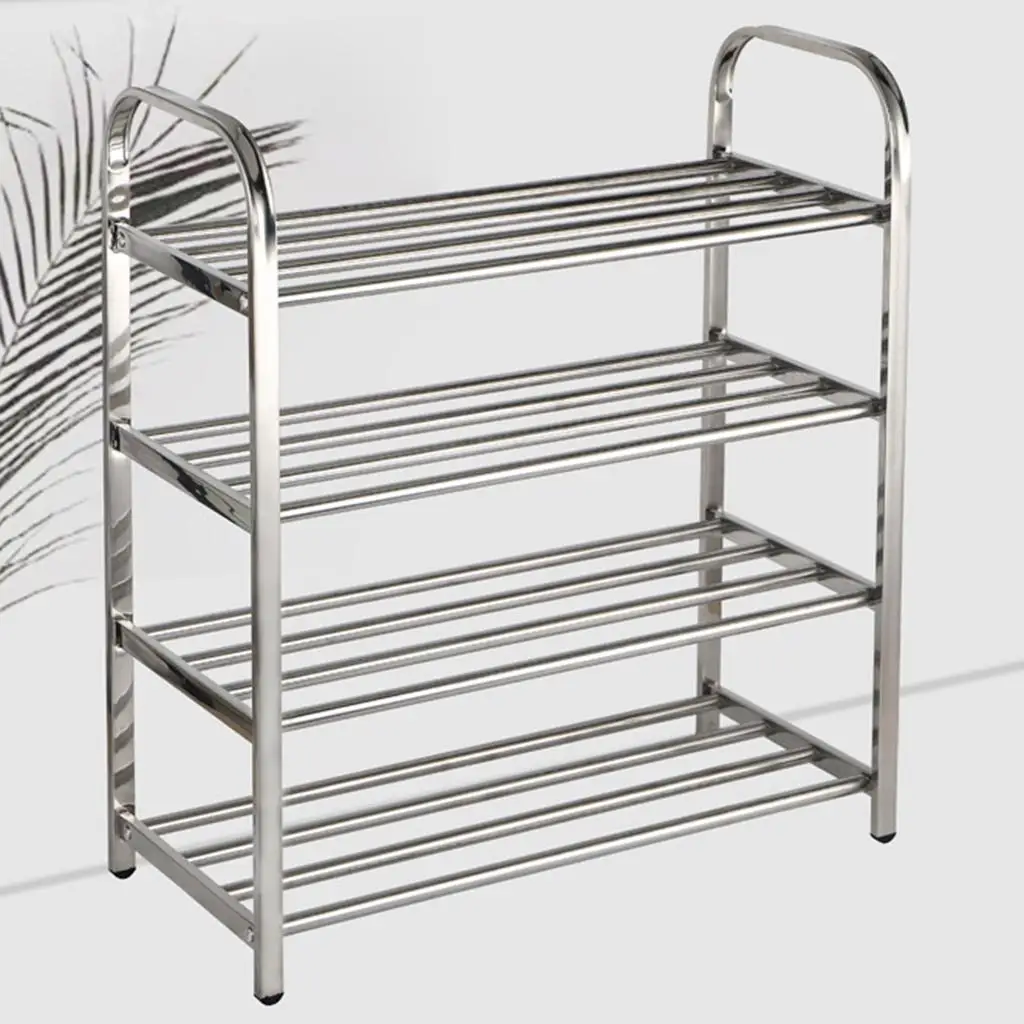 4 Shelves, Stainless Steel Organizer, Chrome Silver (60 *23 X 67 Cm)