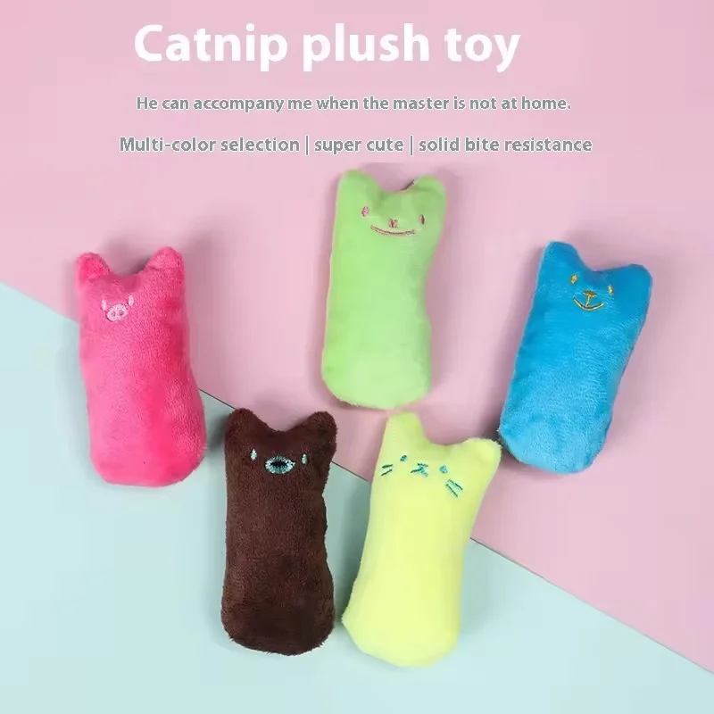 Catnip Plush Thumb Toy For Cats Scratch Resistant Chewable Kitten Molar Toy Interactive Self-Play To Relieve Boredom Durable image 2