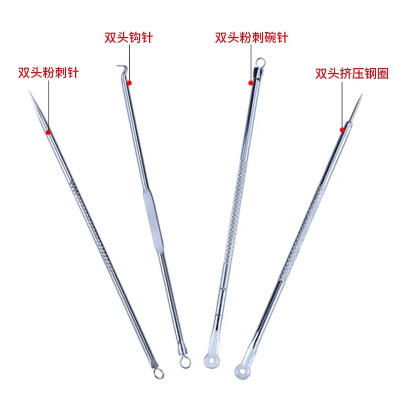 4 stks/set Mee-eter Acne Remover Set Smet Schoonheid Huidverzorging Porie Cleanser Naald Rvs Puistje Naalden Removal Tools