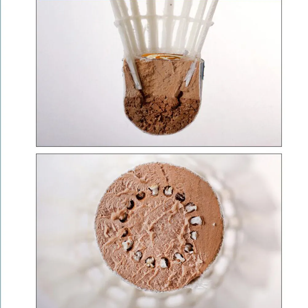 

12 шт. белых воланов для бадминтона с двойной пробковой головкой, устойчивой к деформации, высокоэластичные, стабильные, для использования в помещении