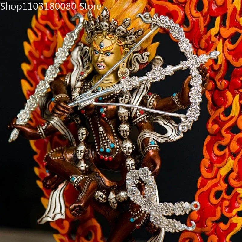 22cm Red copper silvering Kurukulla buddha statue Kurukulle Tibet  Red Tara sculpture