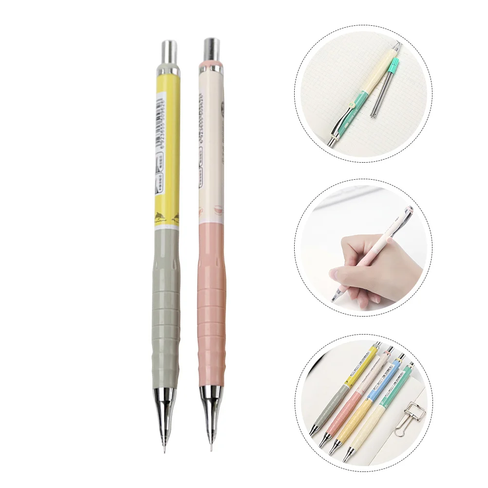 2 Sets 0.3Mm Mechanical Pencils Automatic Lead Pencils Refillable Retractable Point Detachable Clip For Writing Drawing