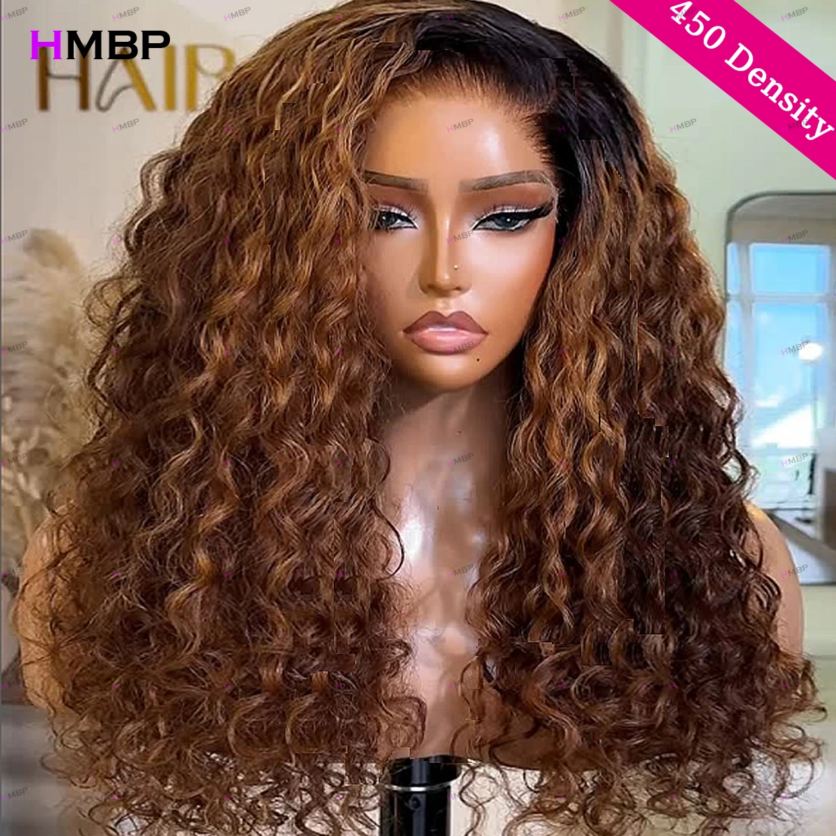 

450 Density Color Wigs 360/13x6 HD Lace Wigs Deep Curly Glueless Lace Frontal Wig Human Hair Ready To Wear Curly For Women HMBP