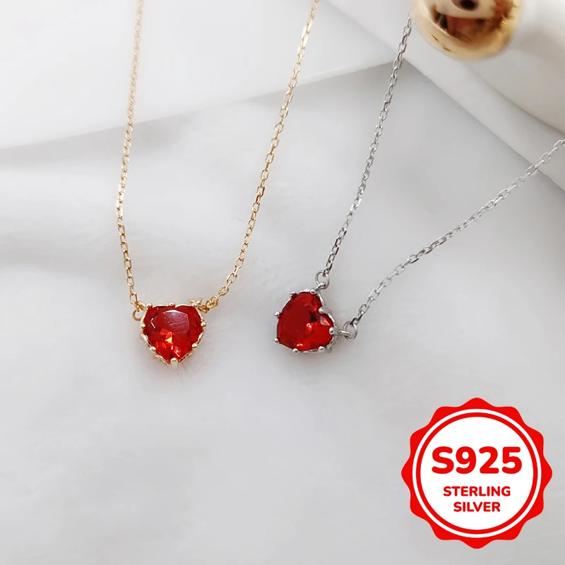 

S925 genuine sterling silver love necklace retro light luxury exquisite versatile daily simple elegant classic fashion
