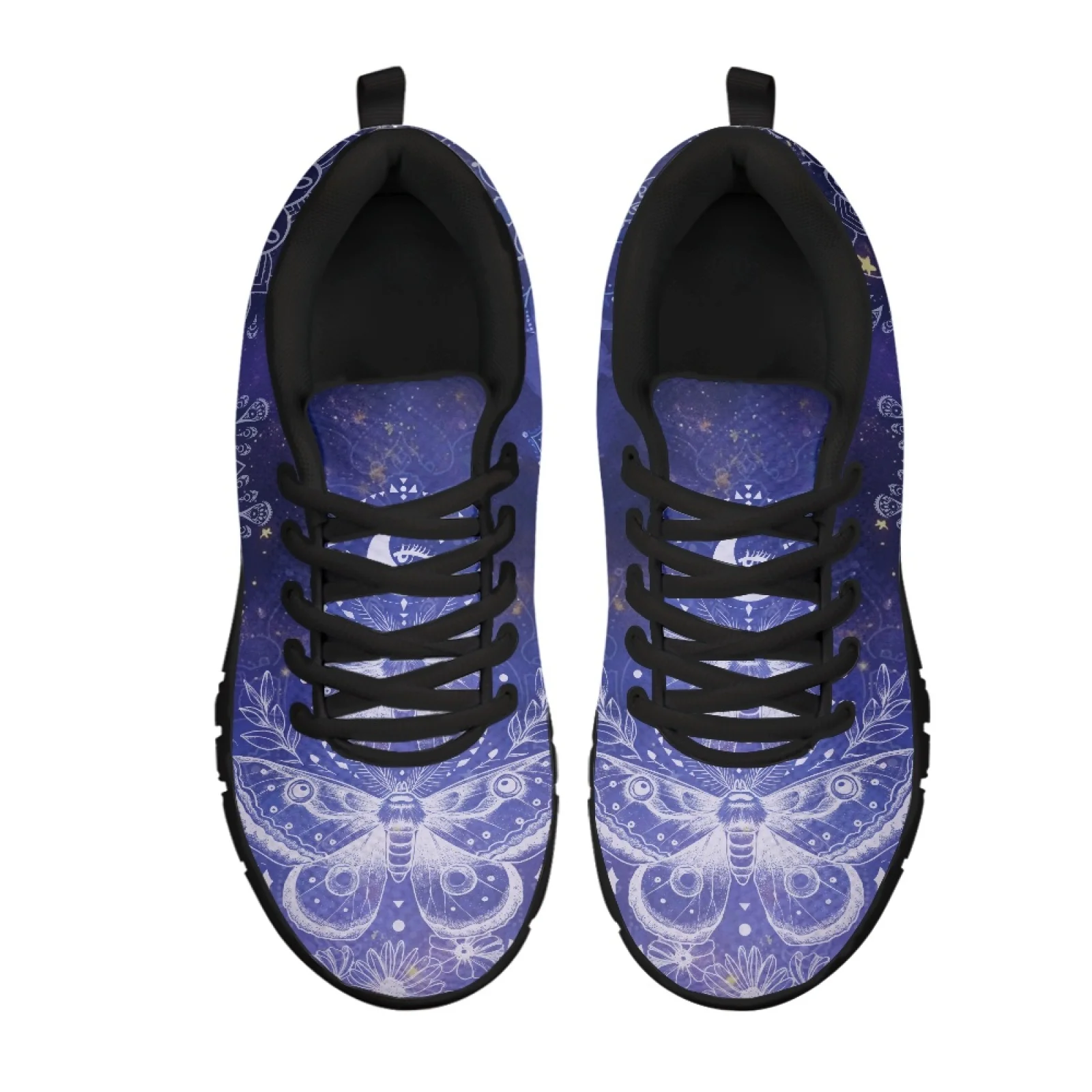 Coloranimal Mystic Moon Moth Men Cushioned Jogging Shoes for Long Standing Hospital Floor Comfort Driving Shoe for Outdoor