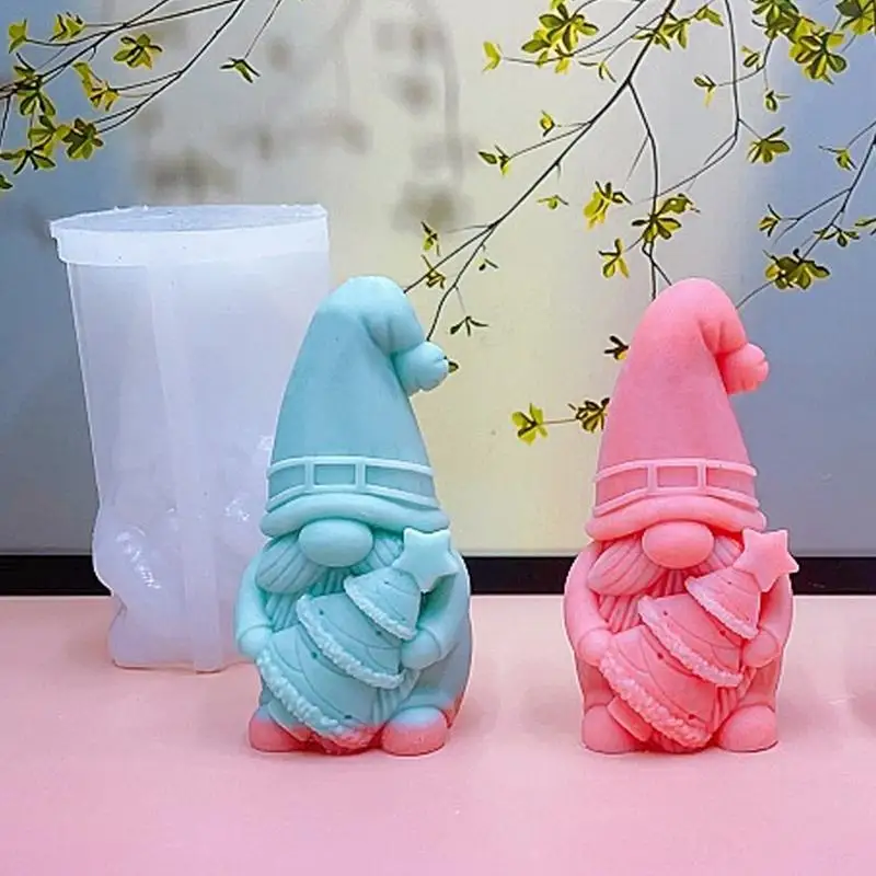 Christmas Gnome Mold 3D Faceless Santa Silicone Candle Molds Handmade Dwarf Plaster Soap Resin Cement Casting Mould