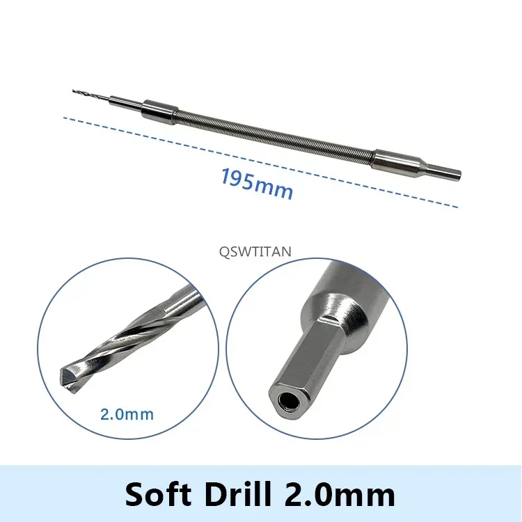 Foret flexible en acier inoxydable, foret Sophia souple, instruments générateurs orthopédiques, 2.0mm, 2.5mm, 3.2mm, 4WD