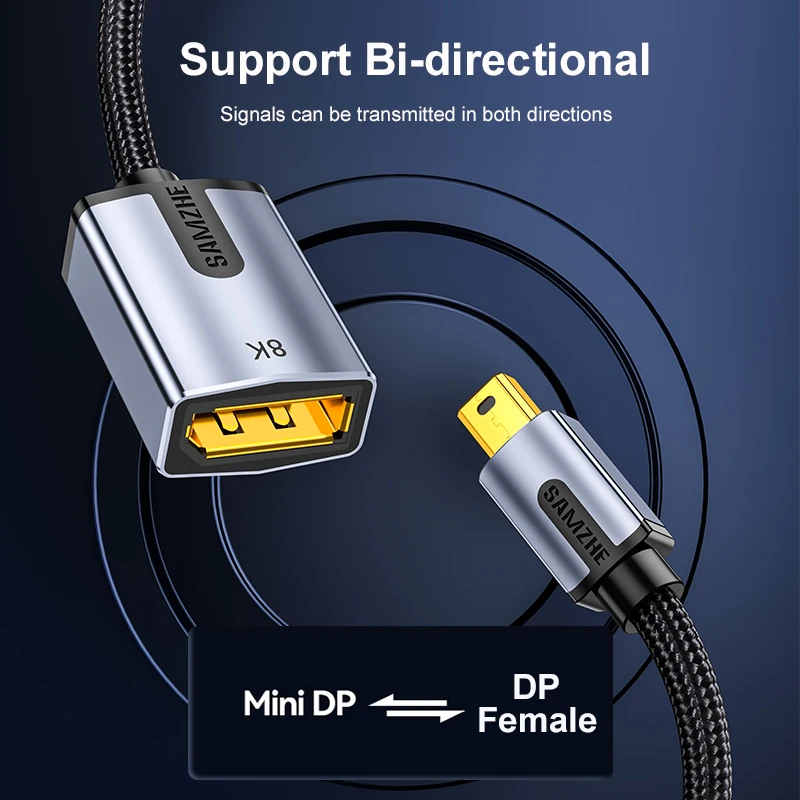 SAMZHE Mini DP zu DP Buchsenkonverter Mini Displayport zu DP Kabel 8K TV-Projektor für Apple MacBook Pro – Detail 8