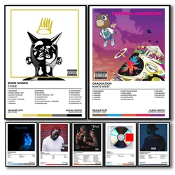 Pop Hip Hop Rapper Music Album Cover Poster Set Kanye West Kendrick Lamar J.Cole Bryson Tiller Canvas Print Wall Art Room Decor