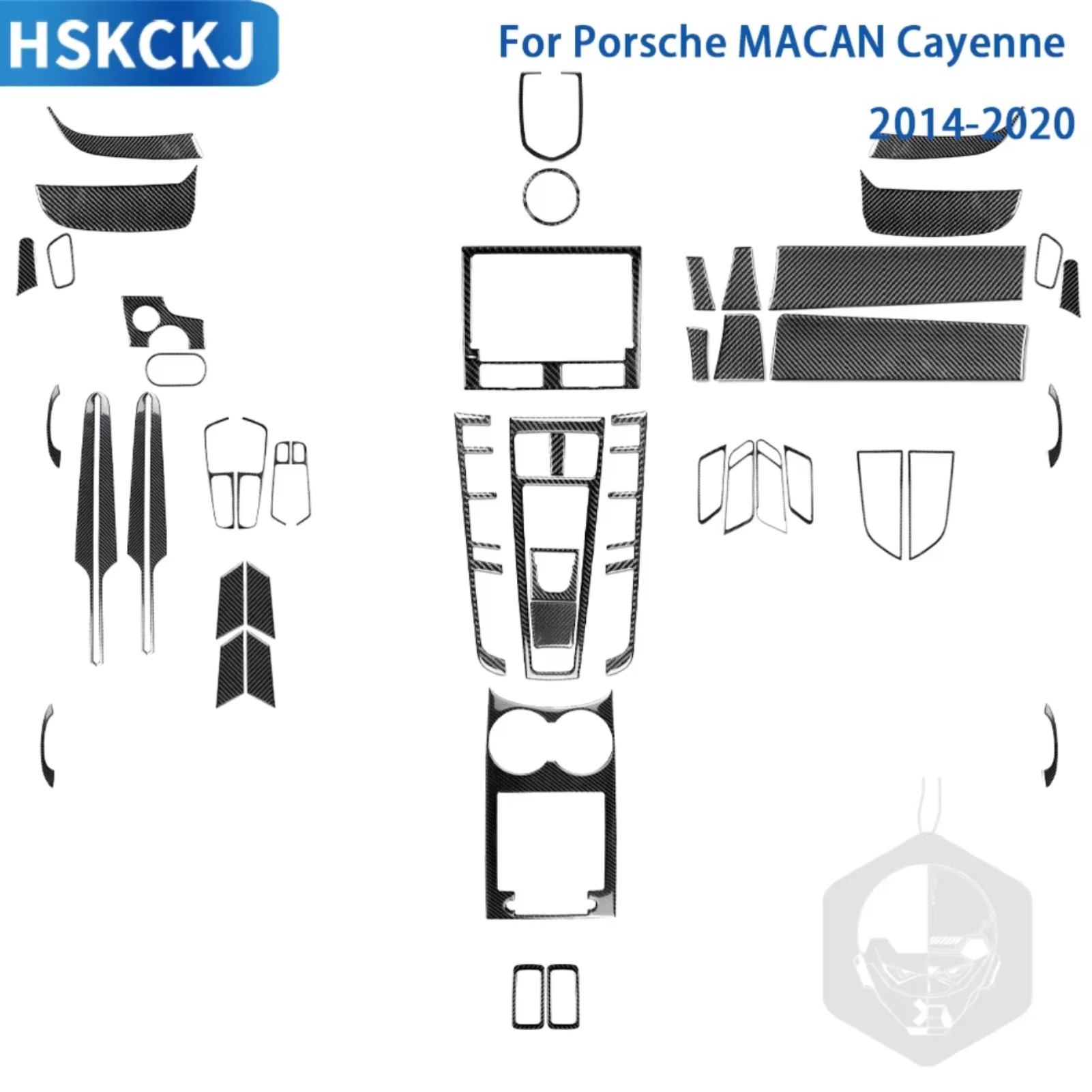 Dla Porsche MACAN Cayenne 2014 2015 2016 2017 2018 2019 2020 akcesoria samochodowe z włókna węglowego wnętrze zestaw naklejki wykończeniowe dekoracji