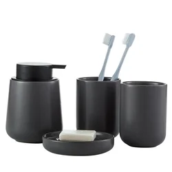 Dark grey Ceramic Bath Lotion Bottle/Toothbrush holder/mouthwash cup/Soap dish/Toiletry Set