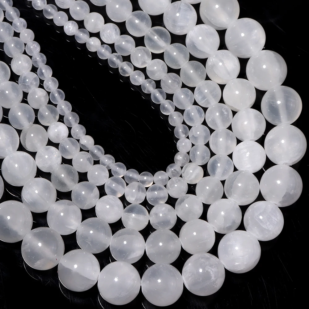 1strand 4/6/8/10/12mm Round White Jade Stone Natural Stone Bead Loose Spacer Beads For DIY Necklace Bracelet Jewelry Making