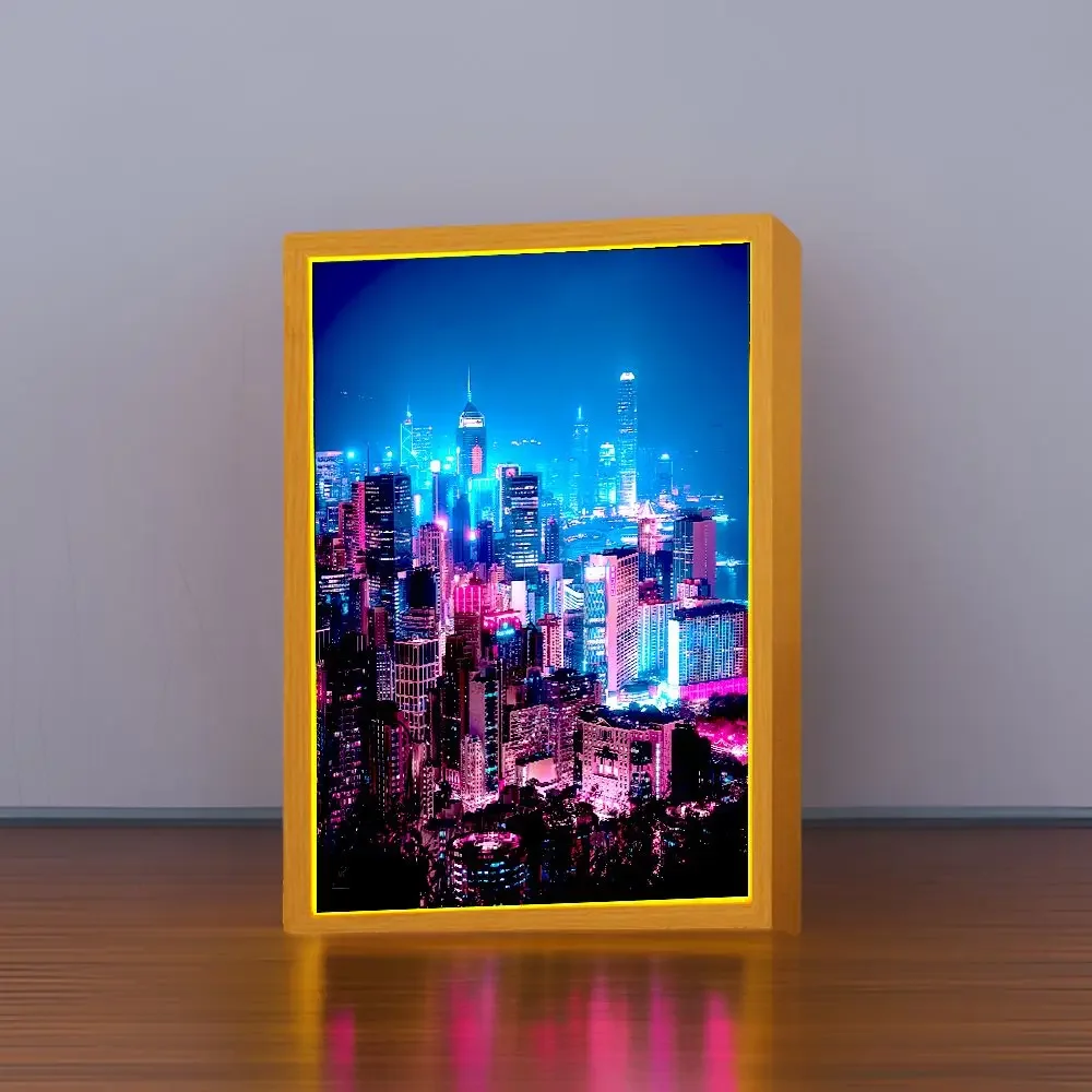 

Beautiful City Light Painting Photo Frame Led Night Light Wall Lamps Bedside Table Bedroom Home Decorate Friend Gifts Moon Lamp