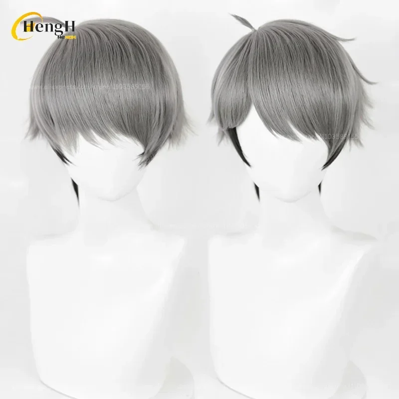 Anime Miya Osamu Synthetic Wig 30cm Silver Gray Gradient Cosplay Wig No.11 Osamu Miya Heat Resistant Hair Party Wigs + A Wig Cap