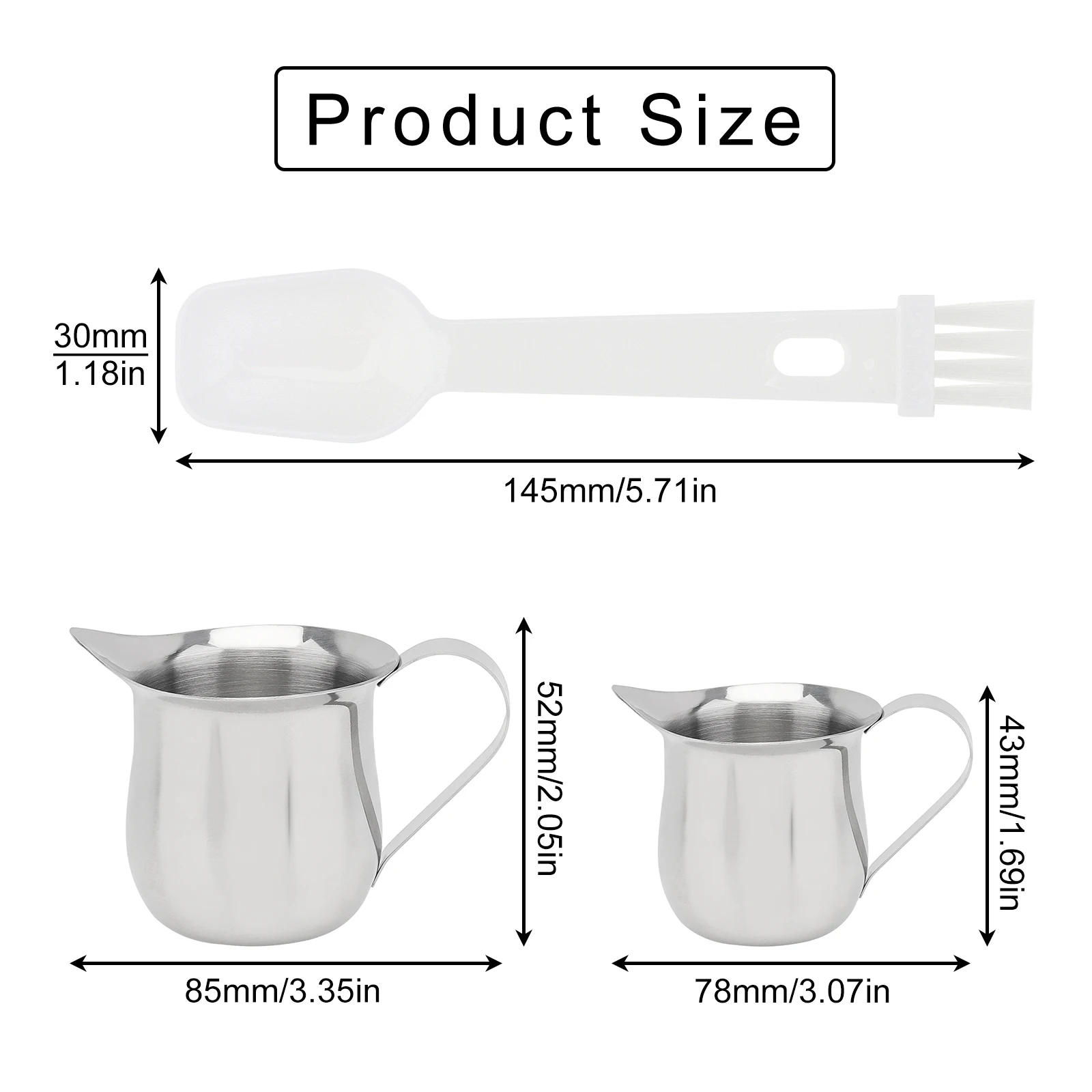 Mini Espresso oncia Flower Cup 2 pezzi in acciaio inox Milk Froth Steamer Cup per caffetteria/panetteria con 2 cucchiai