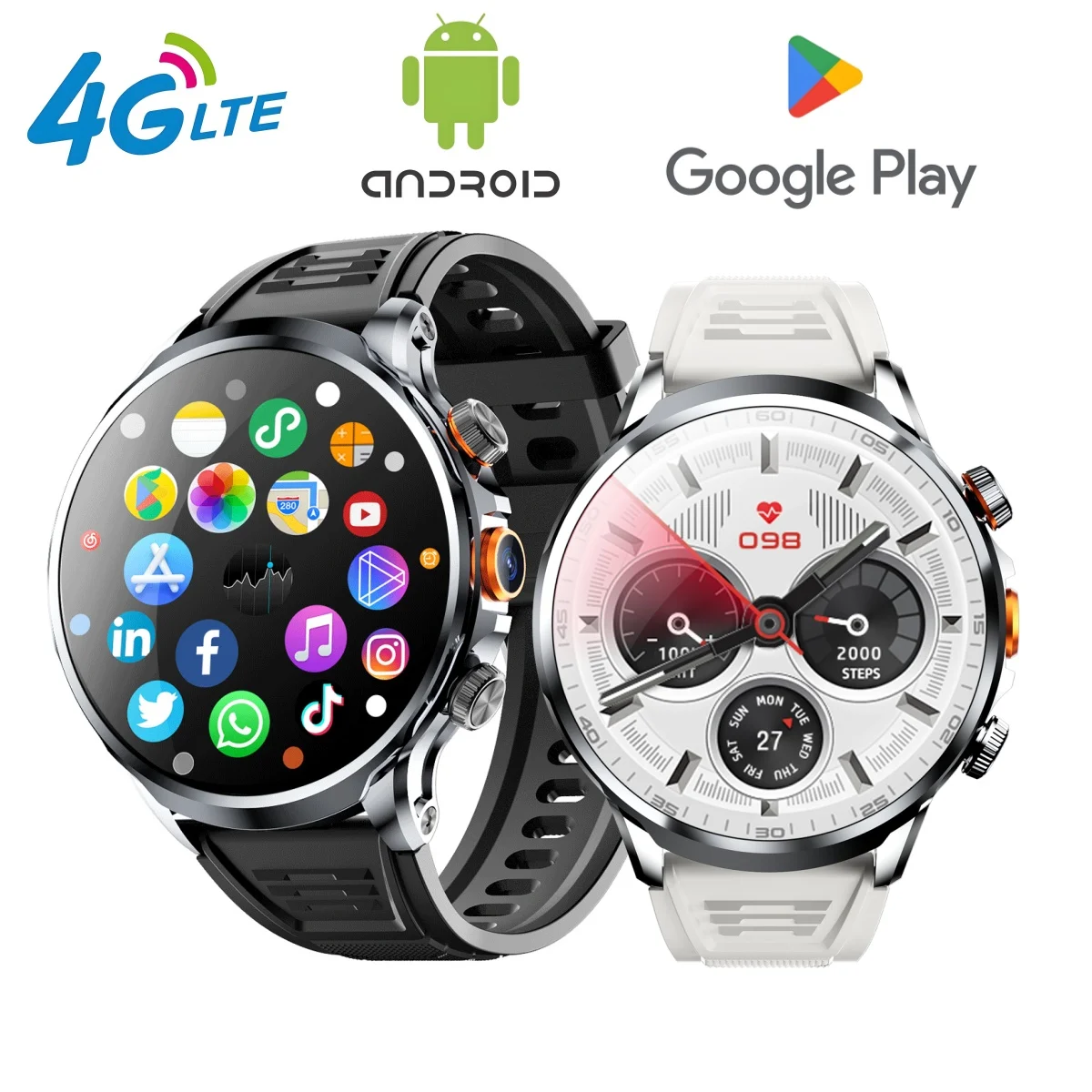 

1.95 inch Large Screen 4G Android WIFI 256GB ROM Smart Watch With Camera GPS Position Google Play Store Apps Download Smartwatch