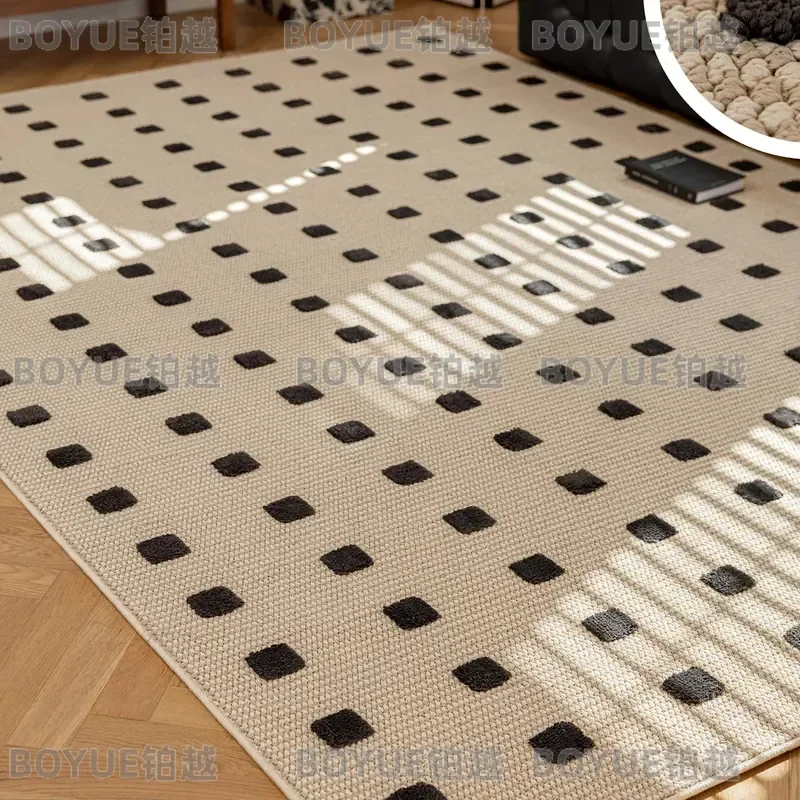 Black Stone Pattern Waterproof Carpet Anti Stain Washable Rug for Living Room Bedroom Sofa French Luxury Style Floor Mat