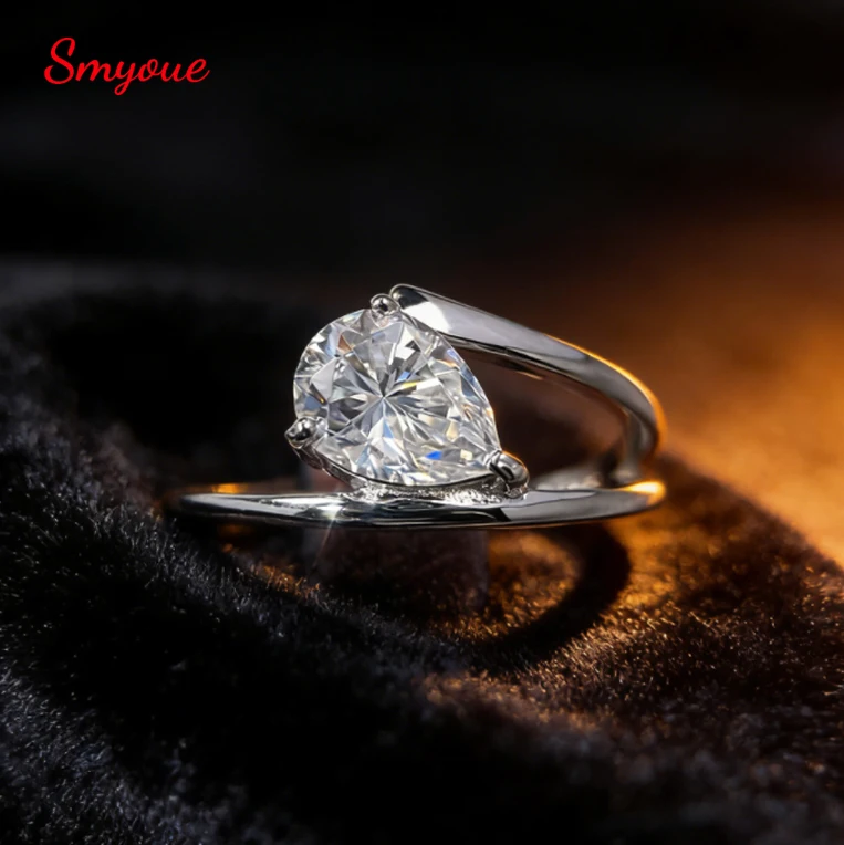 

Кольца Smyoue с муассанитом D цвета VVS1, 6*8 мм, грушевидной огранки, для женщин, сверкающие, для свадьбы, предложения руки и сердца, подарка на день рождения, 100% стерлинговое серебро S925