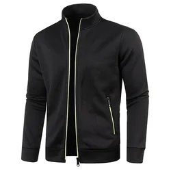 Men Zipper Jackets Standing Collar Sweatshirt Outdoor Streetwear Casual Coat Long Sleeve Sweater Coats