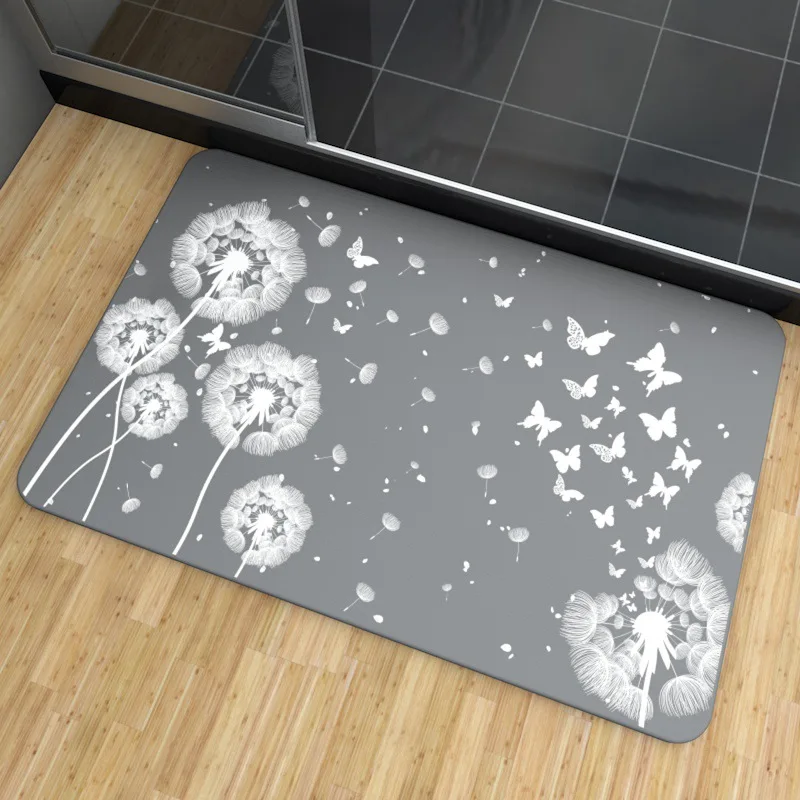Diatomite Earth Bath Mat Drying Fast Absorbent Mat Quick-Drying Foot Pad Washable Rug Floor Mat Shower Bath Mats Easy Clean