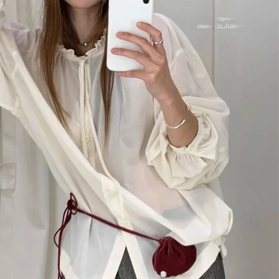 

Женская премиум-куртка Amomto Dongda Gate с кружевной отделкой, на пуговицах, из тонкой ткани, свободного кроя, стройнящая, из хлопка.