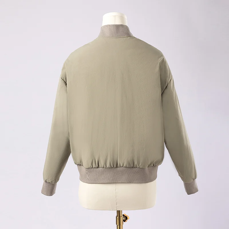 K1906L レディース 高級ホワイトグースダウンフェザーコート 長袖 小さな直立襟がおしゃれなアウターウェア