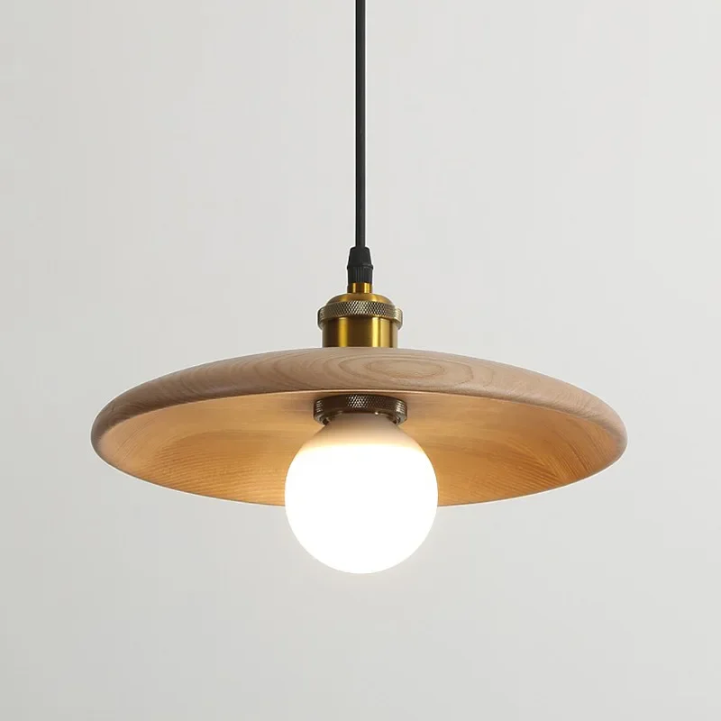 Eenvoudige originele massief houten kroonluchter restaurant slaapkamer theesalon gang gangpad bar hanglamp creatief driekleurig dimmen