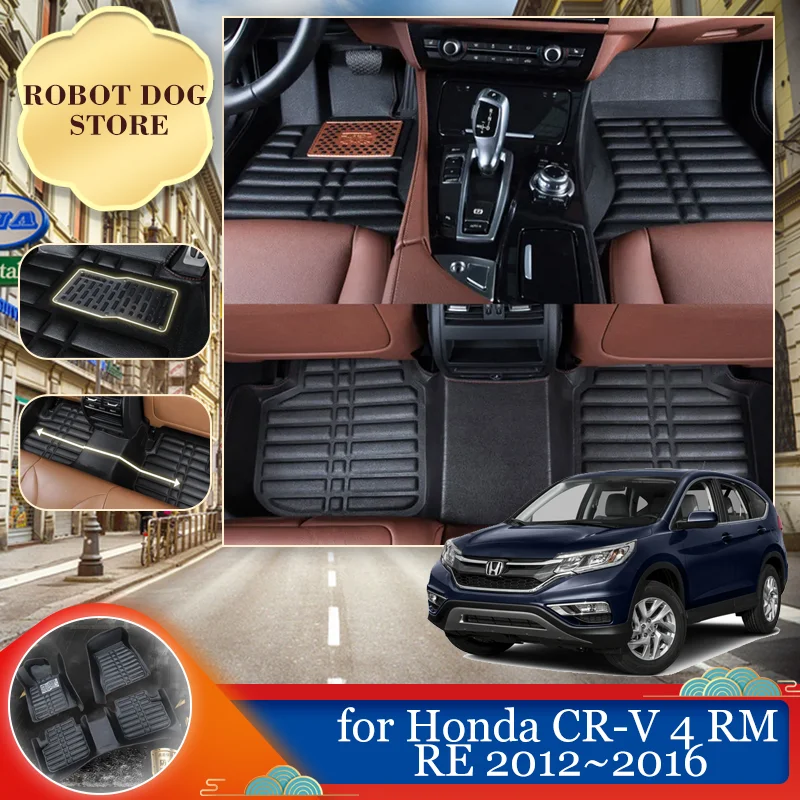 

Car Leather Floor Mat for Honda CR-V CRV 4 RM RE 2012~2016 2013 Foot Interior Liner Tray Carpet Waterproof Pad Custom Accessorie