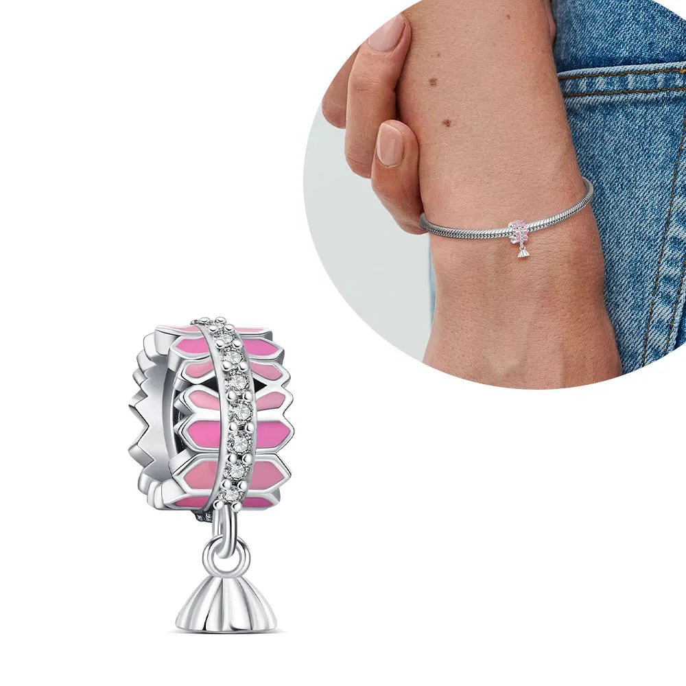 2025 حار جديد الأصلي زهرة قلادة 925 فضة روز سحر صالح سوار diy للنساء أنيقة حبة ارتداء اليومي غرامة هدية #3