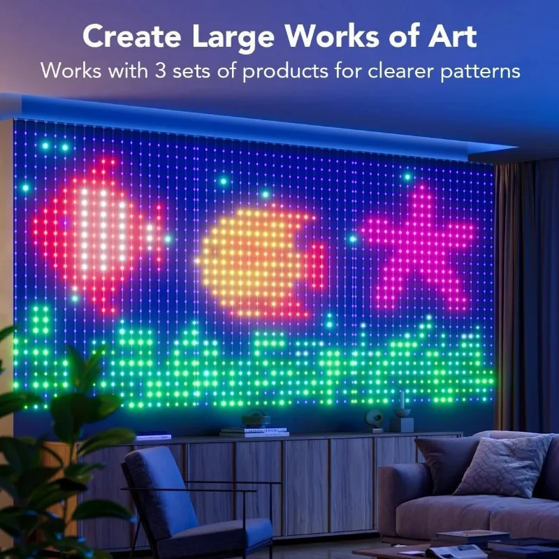 Intelligente Vorhangbeleuchtung, RGB-LED-String, Bluetooth, App-Steuerung, wasserdichte Lichterkette, USB, DIY-Textmuster, Display für Party-Dekoration